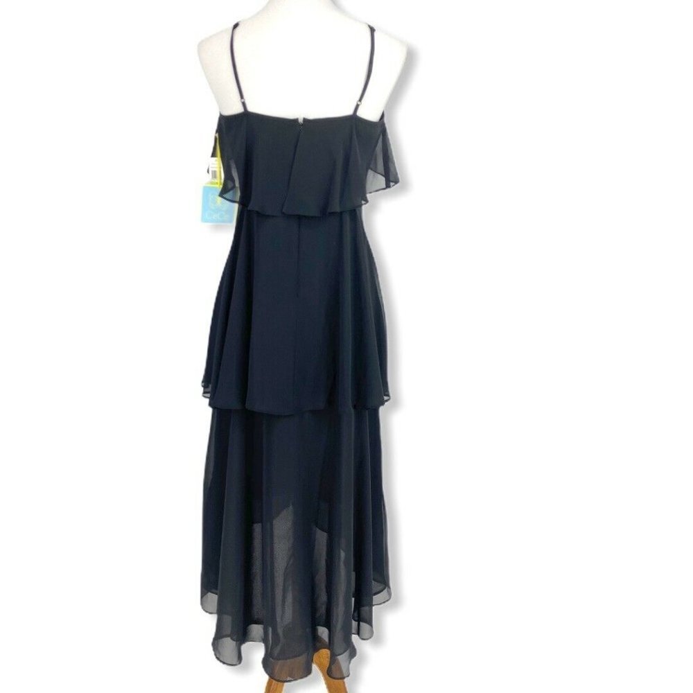 Cece Dress Size 4 Small Chiffon Tiered Halter Cocktail Party Evening Midi Lilli - Picture 5 of 11
